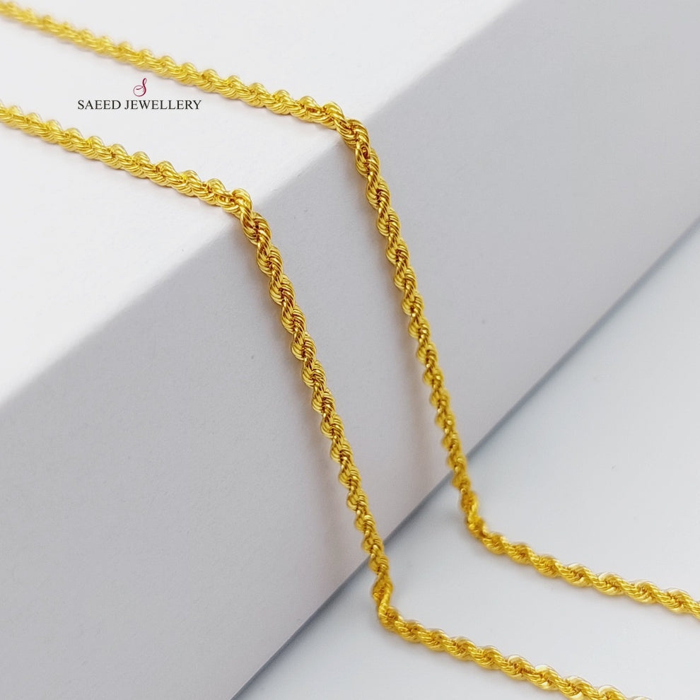 21K Gold 50cm Thin Rope Chain by Saeed Jewelry - Image 2