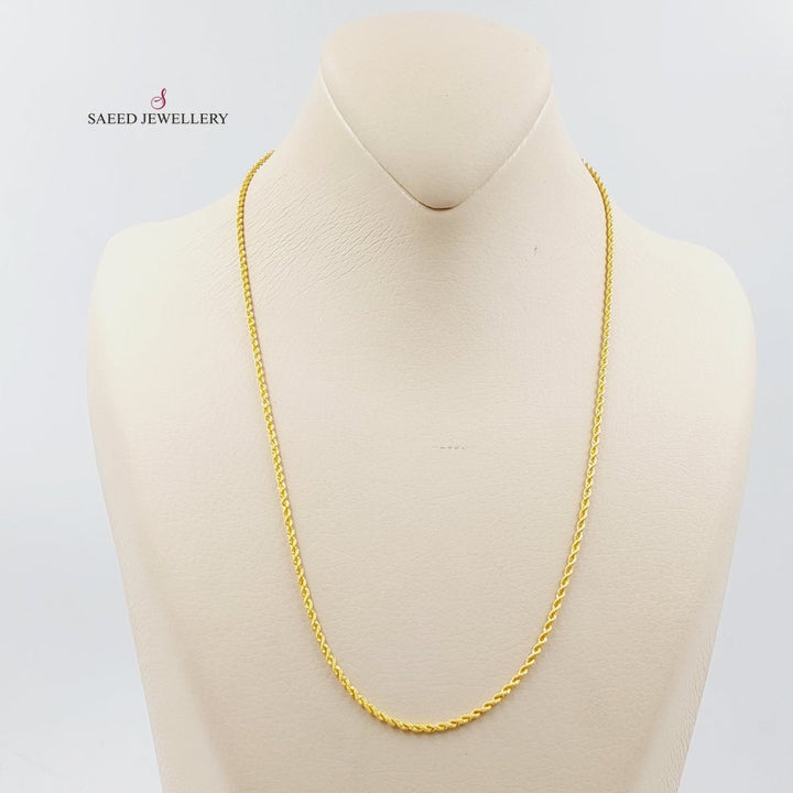 21K Gold 50cm Thin Rope Chain by Saeed Jewelry - Image 3