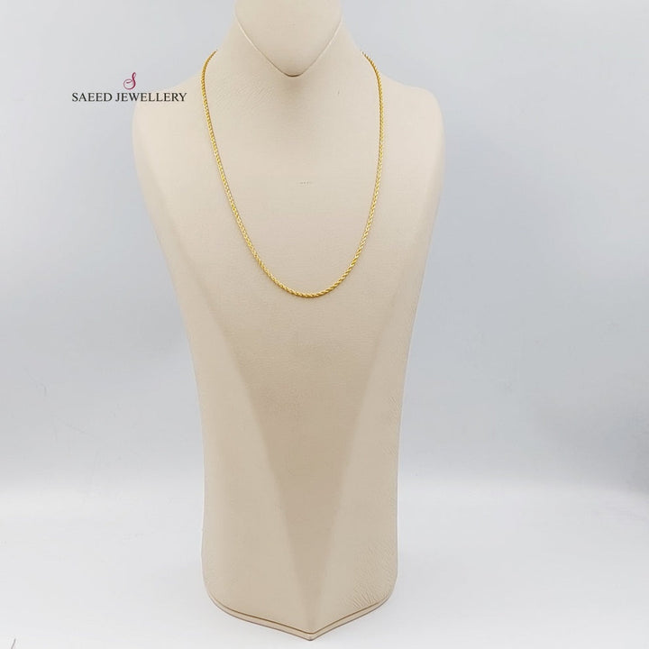 21K Gold 50cm Thin Rope Chain by Saeed Jewelry - Image 4