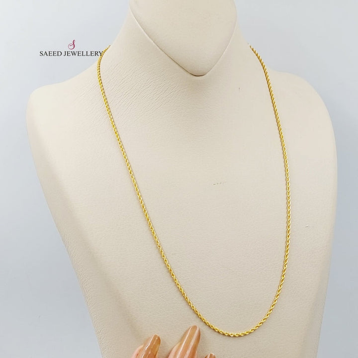 21K Gold 50cm Thin Rope Chain by Saeed Jewelry - Image 1