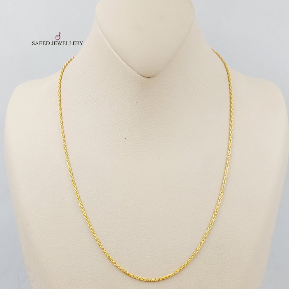 21K Gold 50cm Thin Rope Chain by Saeed Jewelry - Image 8