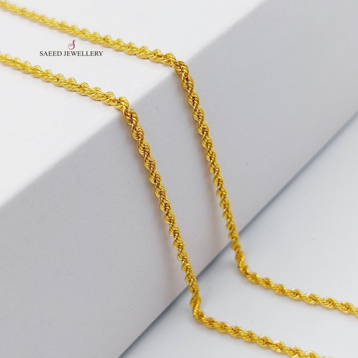 21K Gold 50cm Thin Rope Chain by Saeed Jewelry - Image 3