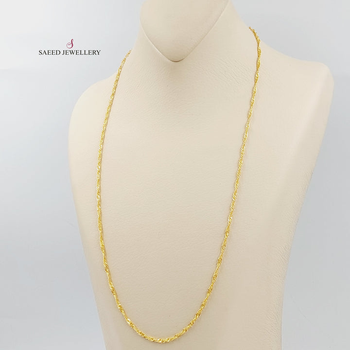 21K Gold 60cm Singapore Chain by Saeed Jewelry - Image 5