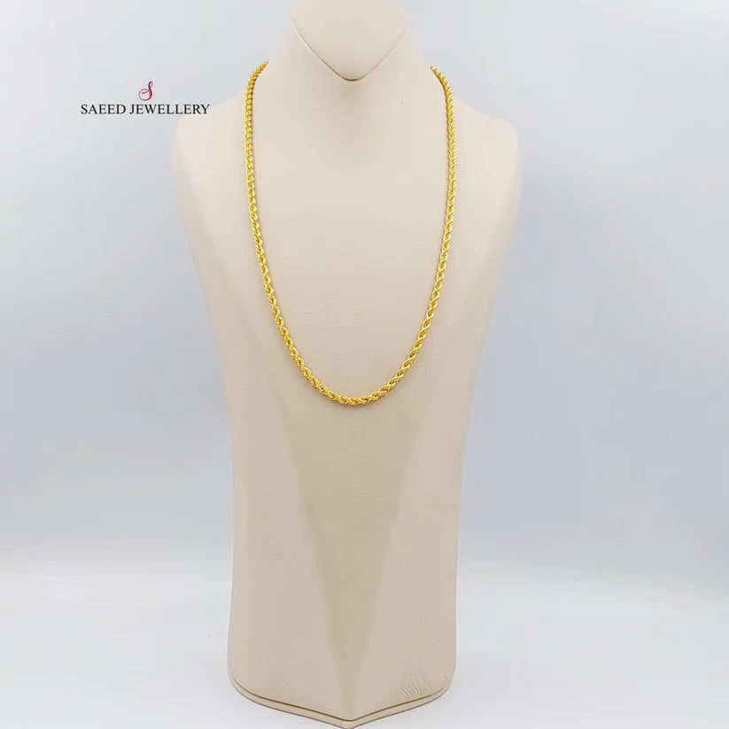 21K Gold 60cm Medium Thickness Rope Chain by Saeed Jewelry - Image 3