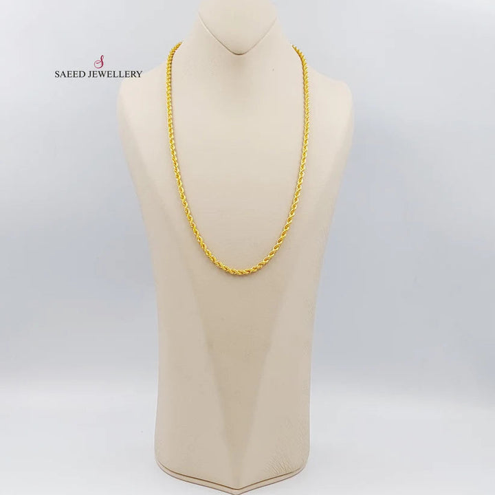 21K Gold 60cm Medium Thickness Rope Chain by Saeed Jewelry - Image 3