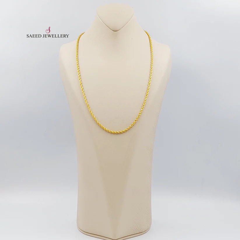 21K 60cm Medium Thickness Rope Chain Made of 21K Yellow Gold by Saeed Jewelry-23985
