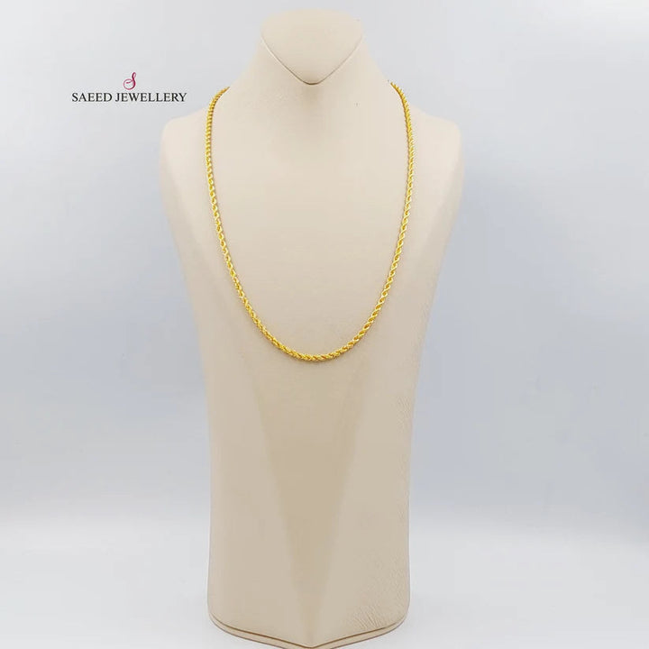 21K 60cm Medium Thickness Rope Chain Made of 21K Yellow Gold by Saeed Jewelry-23985