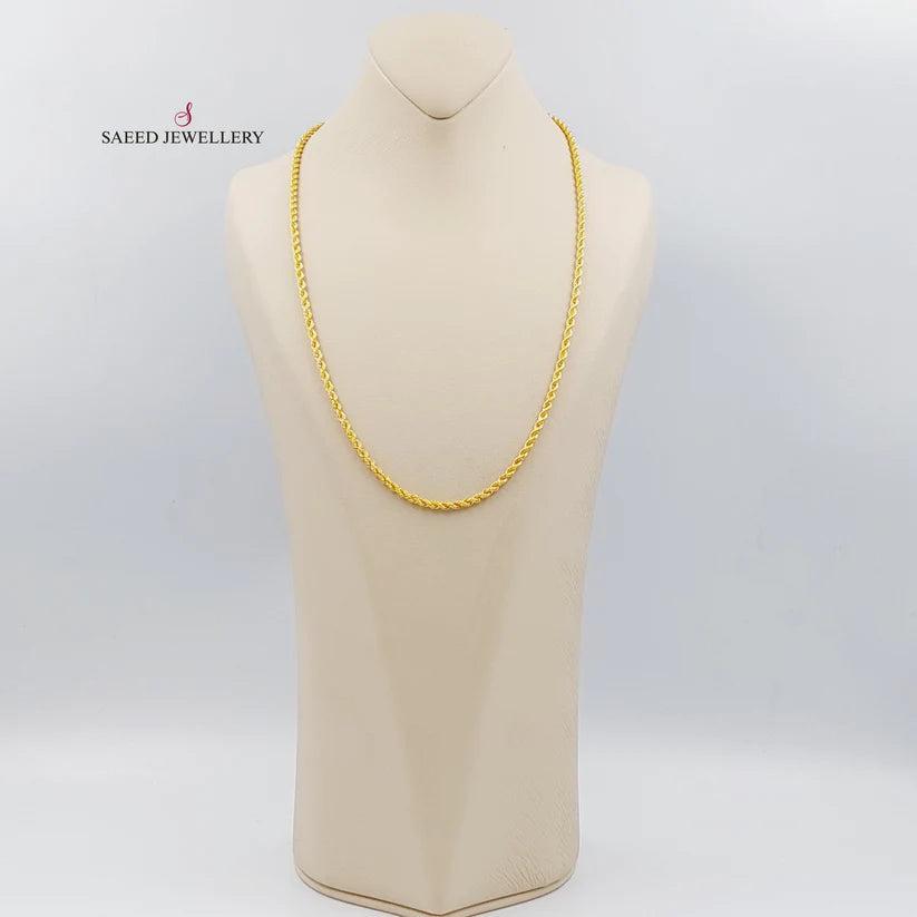 21K Gold 60cm Medium Thickness Rope Chain by Saeed Jewelry - Image 2
