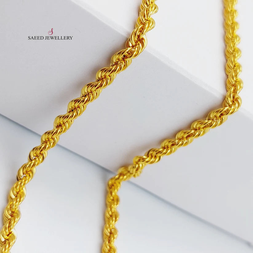 21K Gold 60cm Medium Thickness Rope Chain by Saeed Jewelry - Image 3