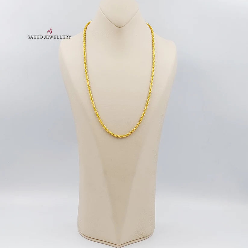 21K Gold 60cm Medium Thickness Rope Chain by Saeed Jewelry - Image 4