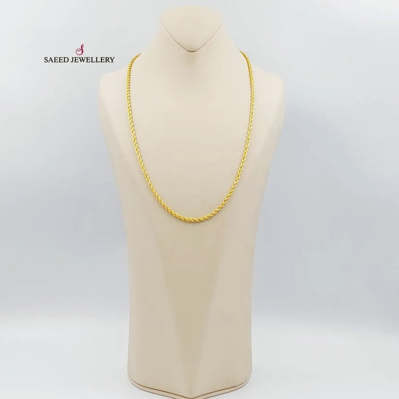 21K Gold 60cm Medium Rope Thickness Chain by Saeed Jewelry - Image 3