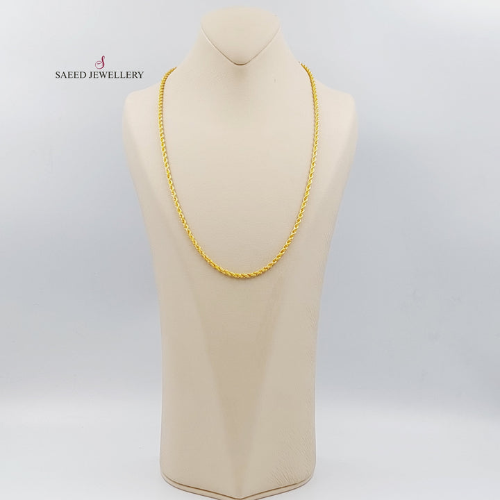 21K 60cm Medium Thickness Rope Chain Made of 21K Yellow Gold by Saeed Jewelry-سنسال-جدل-60-سم