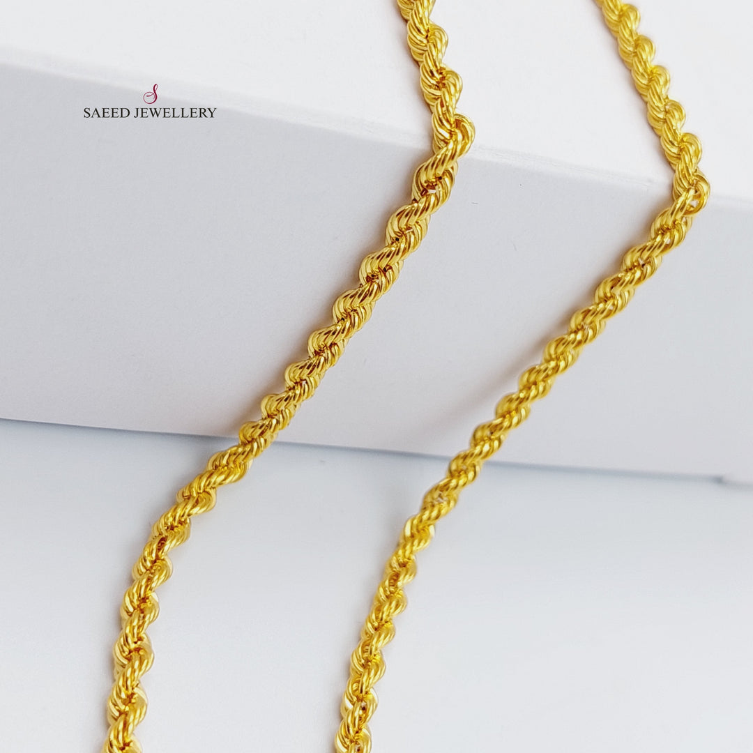 21K 60cm Medium Thickness Rope Chain Made of 21K Yellow Gold by Saeed Jewelry-سنسال-جدل-60-سم