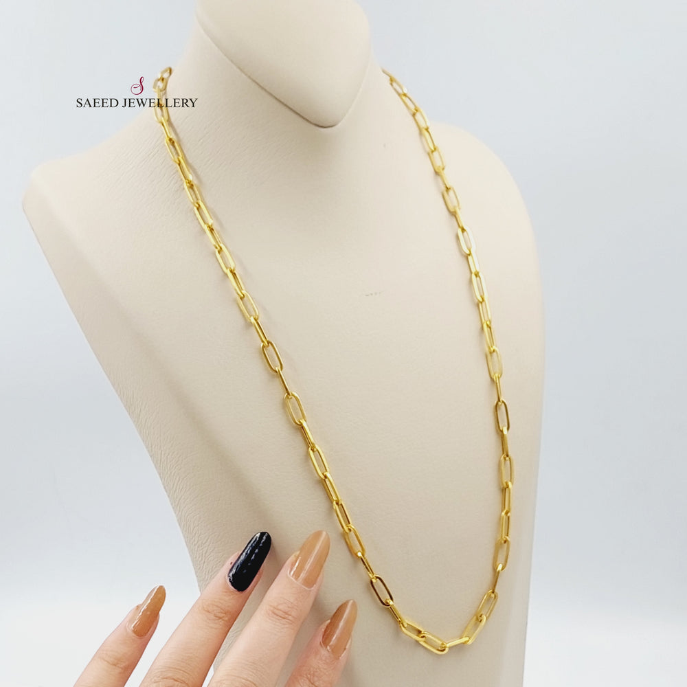 21K Gold 60cm Paperclip Necklace Chain by Saeed Jewelry - Image 2