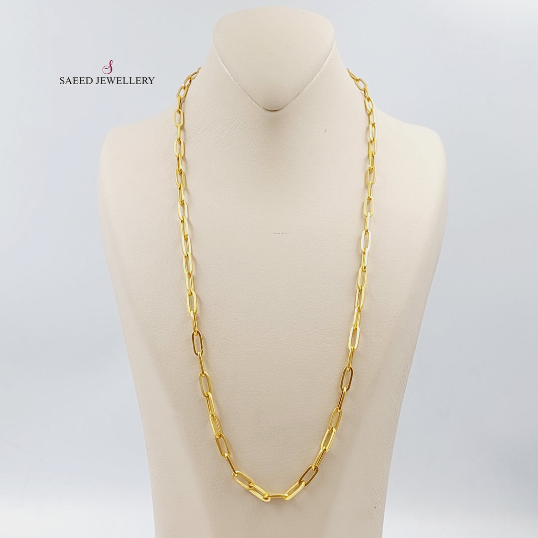 21K Gold 60cm Paperclip Necklace Chain by Saeed Jewelry - Image 1