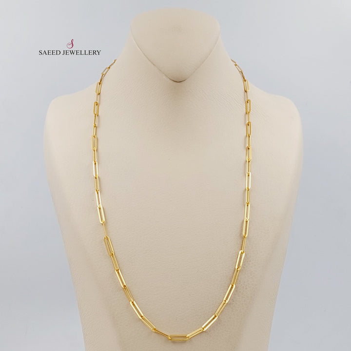 21K Gold 60cm Paperclip Necklace Chain by Saeed Jewelry - Image 4