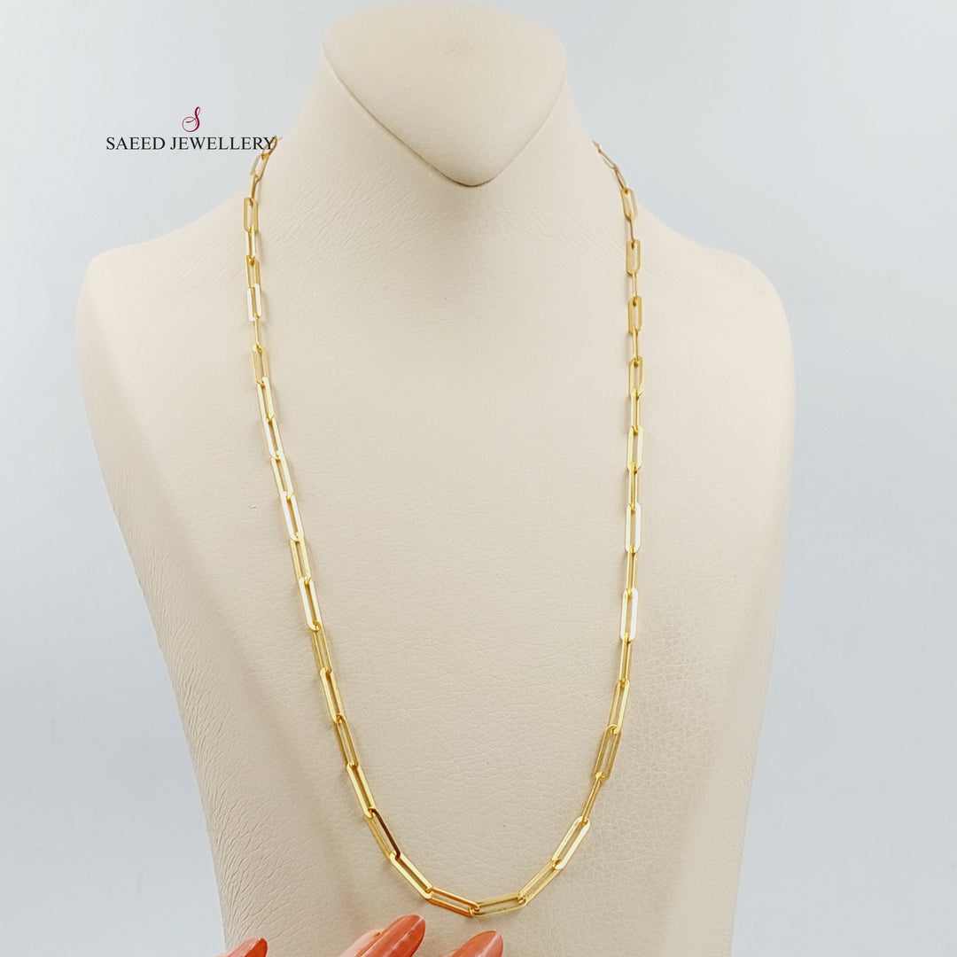 21K 60cm Paperclip Necklace Chain Made of 21K Yellow Gold by Saeed Jewelry-24012