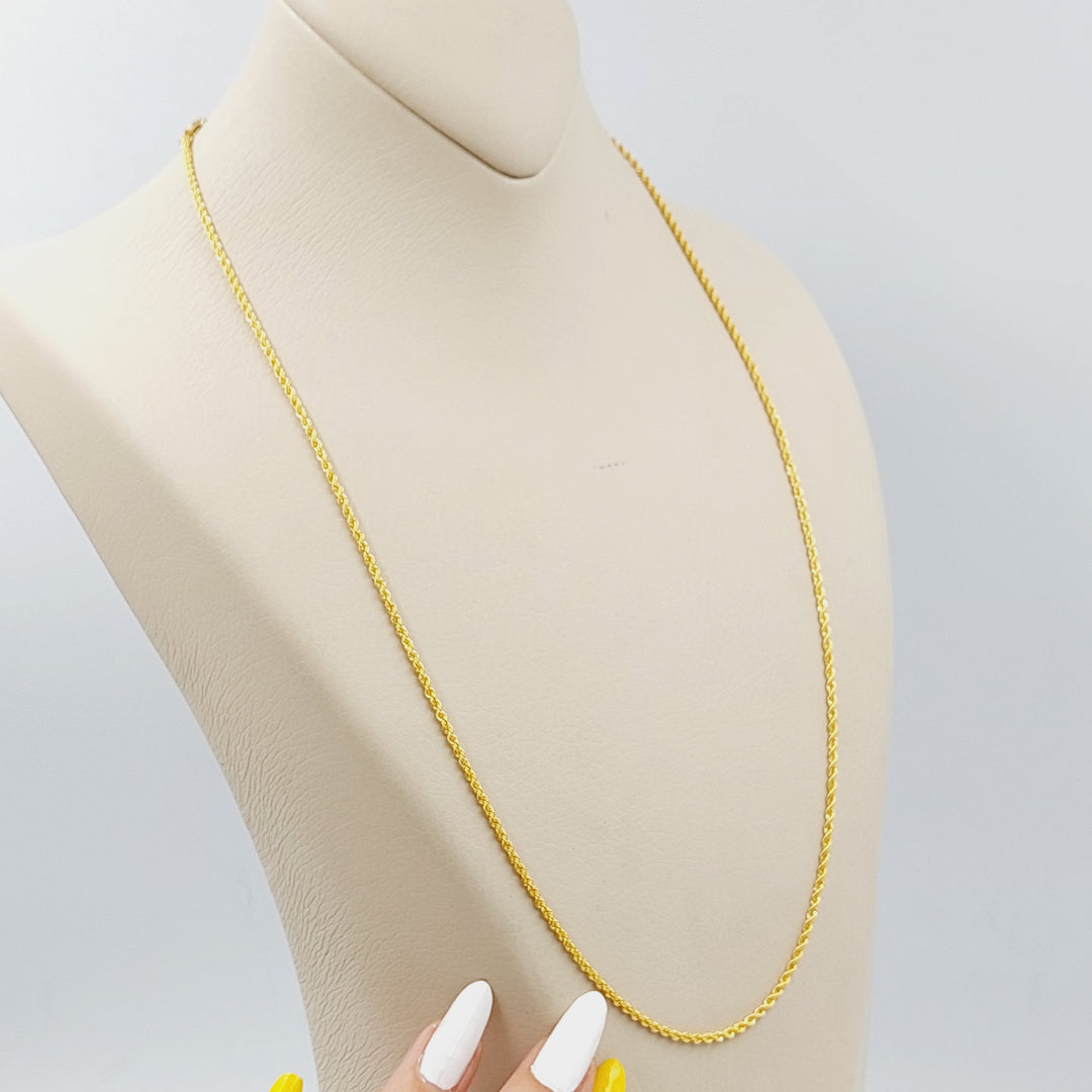 21K Gold 60cm Thin Rope Chain by Saeed Jewelry - Image 6