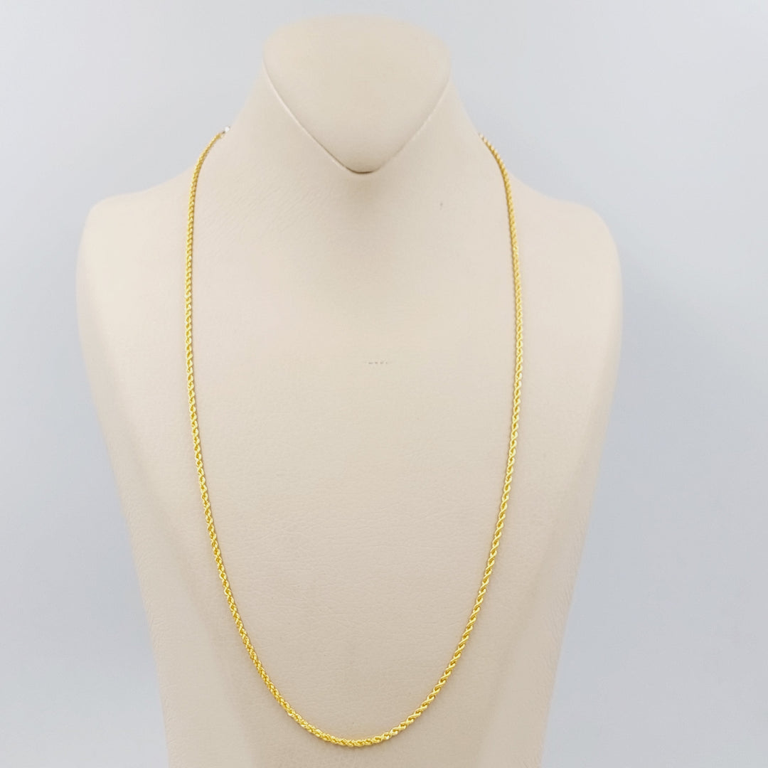 21K Gold 60cm Thin Rope Chain by Saeed Jewelry - Image 1