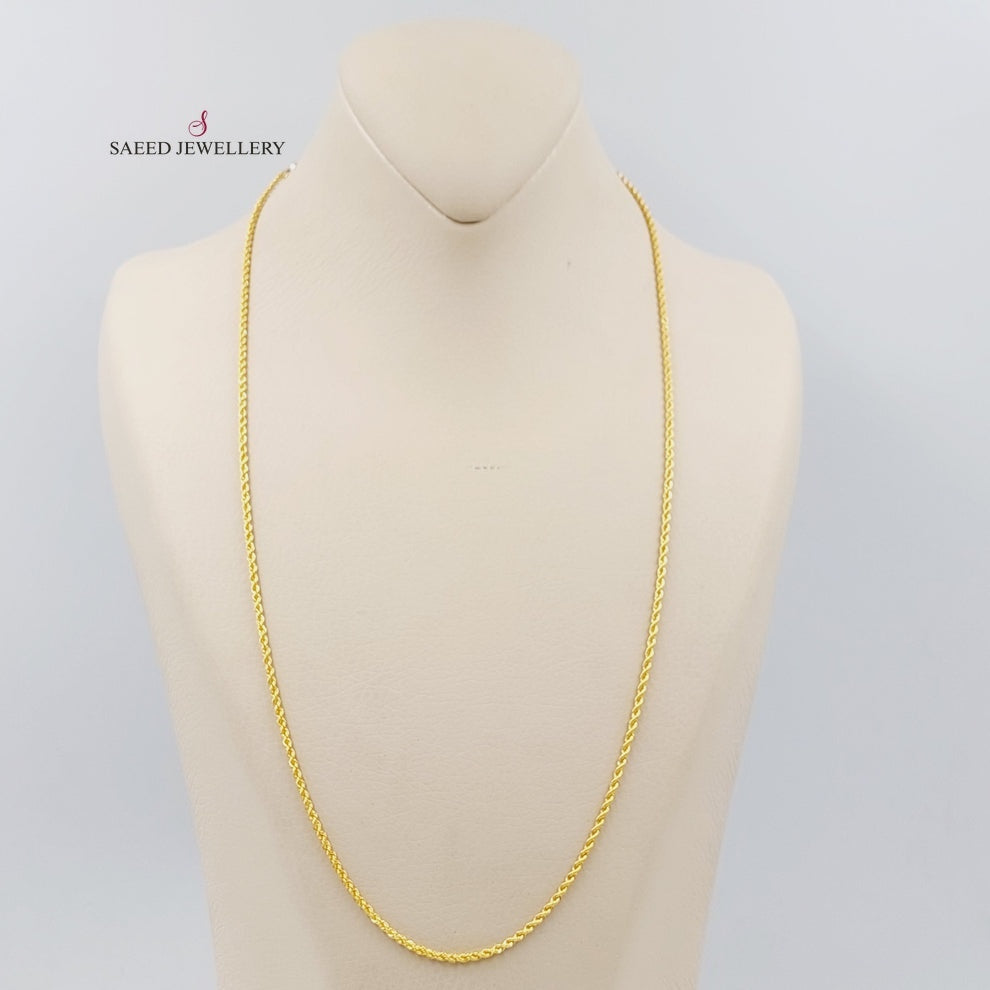 21K Gold 60cm Thin Rope Chain by Saeed Jewelry - Image 1