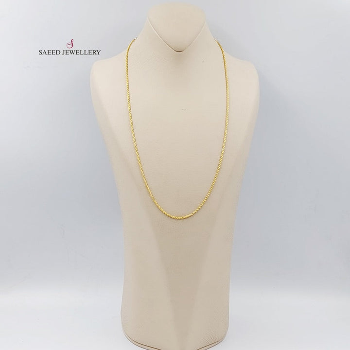 21K Gold 60cm Thin Rope Chain by Saeed Jewelry - Image 3