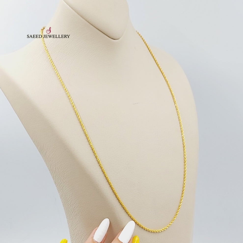 21K Gold 60cm Thin Rope Chain by Saeed Jewelry - Image 2