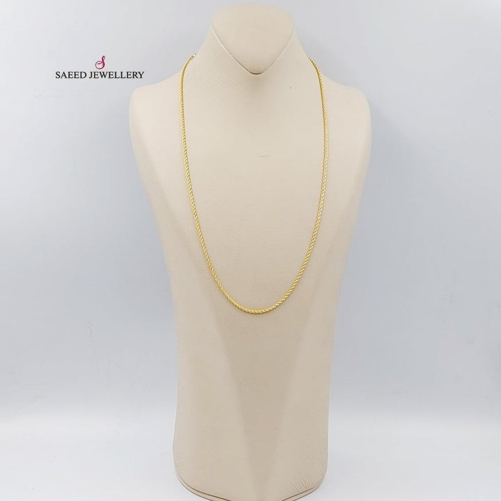 21K Gold 60cm Thin Rope Chain by Saeed Jewelry - Image 3