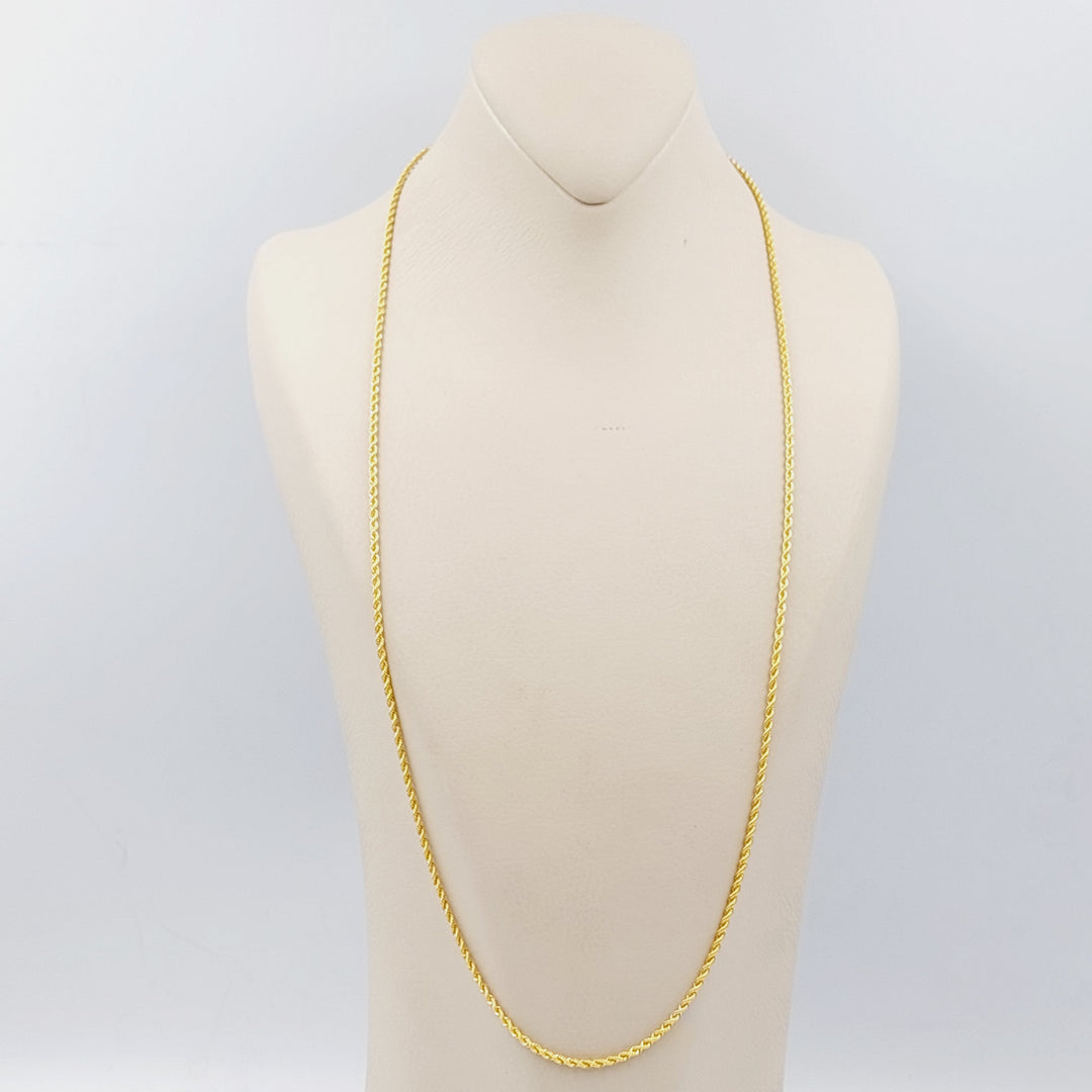 21K Gold 70cm Thin Rope Chain by Saeed Jewelry - Image 1