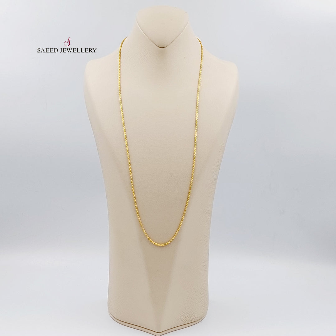 21K Gold 70cm Thin Rope Chain by Saeed Jewelry - Image 3