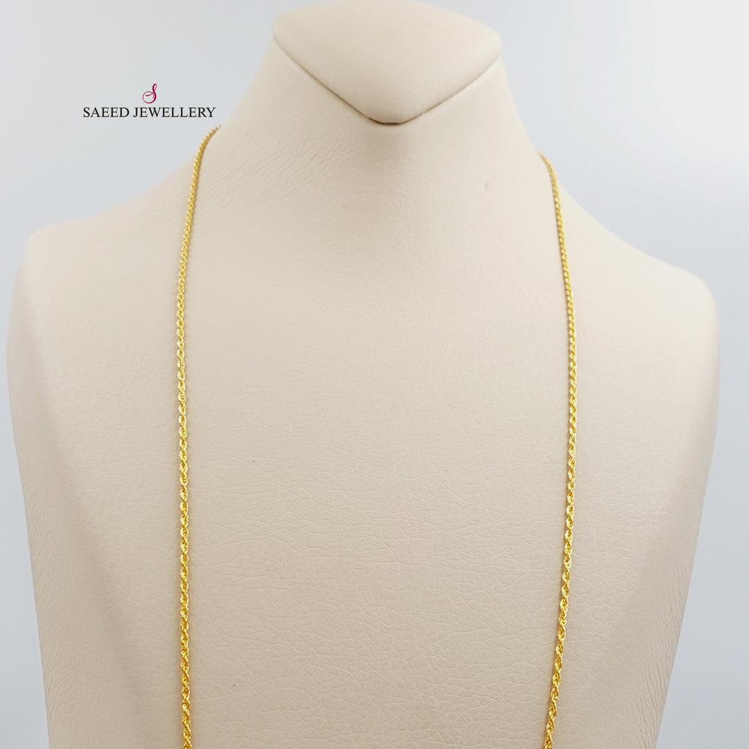 21K Gold 70cm Thin Twisred Chain by Saeed Jewelry - Image 3