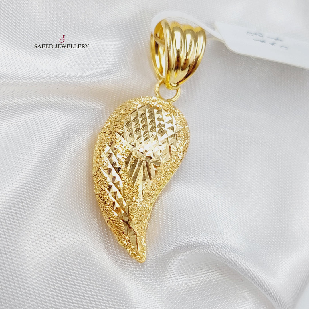 21K Gold Almond Pendant by Saeed Jewelry - Image 3