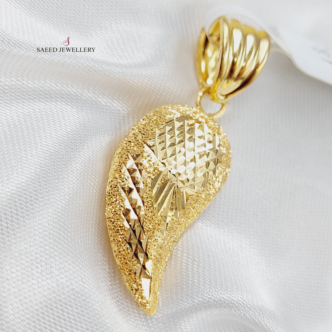 21K Gold Almond Pendant by Saeed Jewelry - Image 1