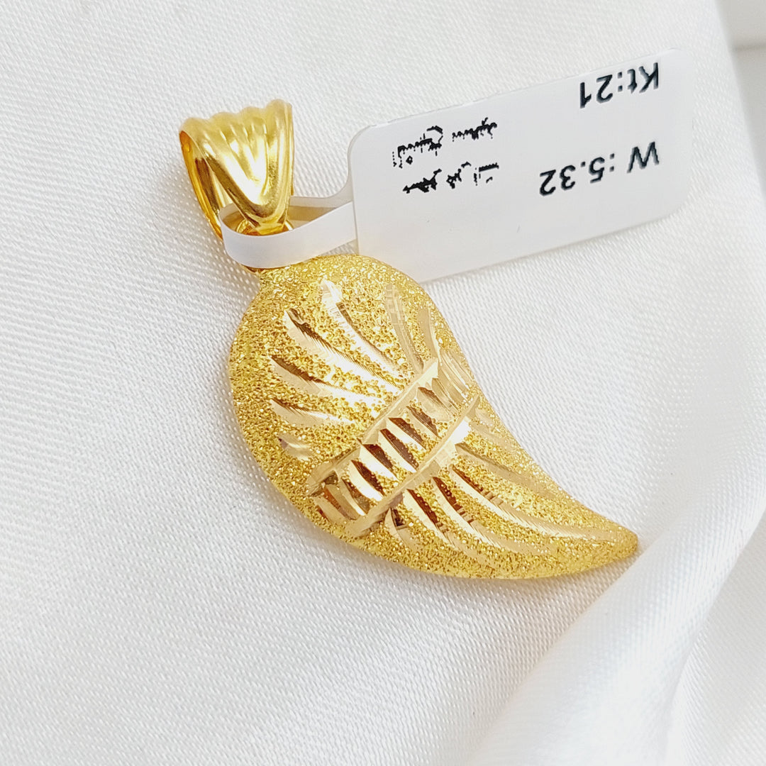 21K Gold Almond Pendant by Saeed Jewelry - Image 2