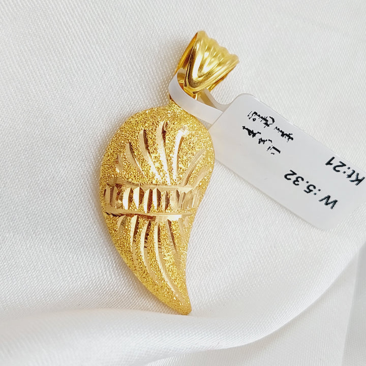 21K Gold Almond Pendant by Saeed Jewelry - Image 3