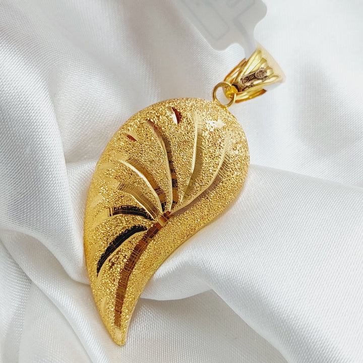 21K Gold Almond Pendant by Saeed Jewelry - Image 4