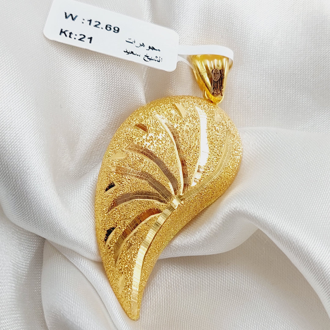 21K Gold Almond Pendant by Saeed Jewelry - Image 2