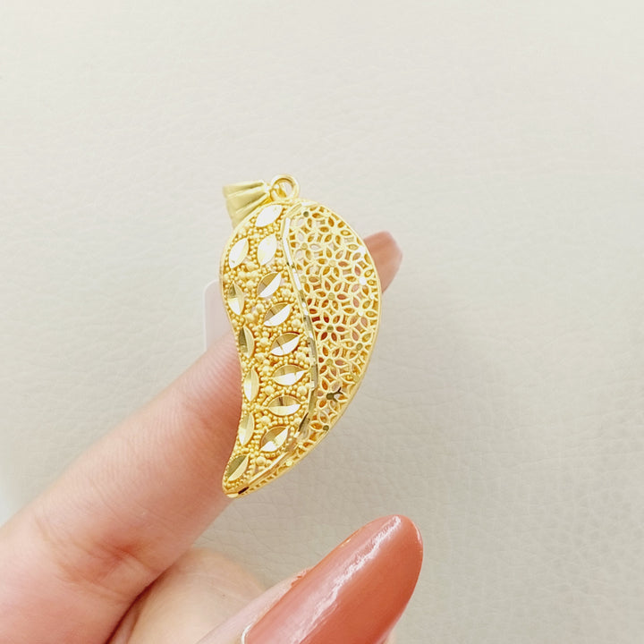 21K Gold Almond Pendant by Saeed Jewelry - Image 2