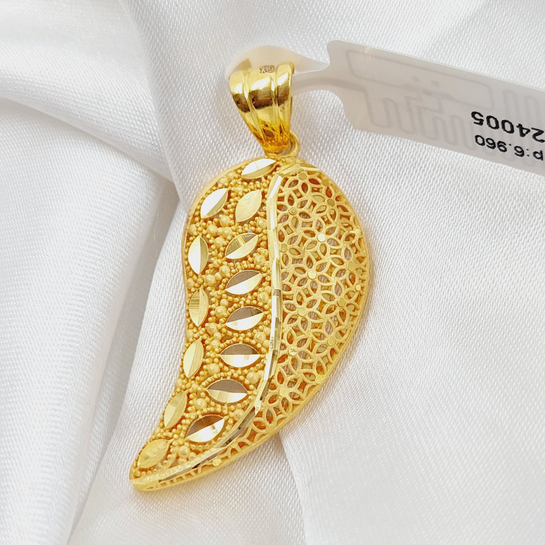 21K Gold Almond Pendant by Saeed Jewelry - Image 1