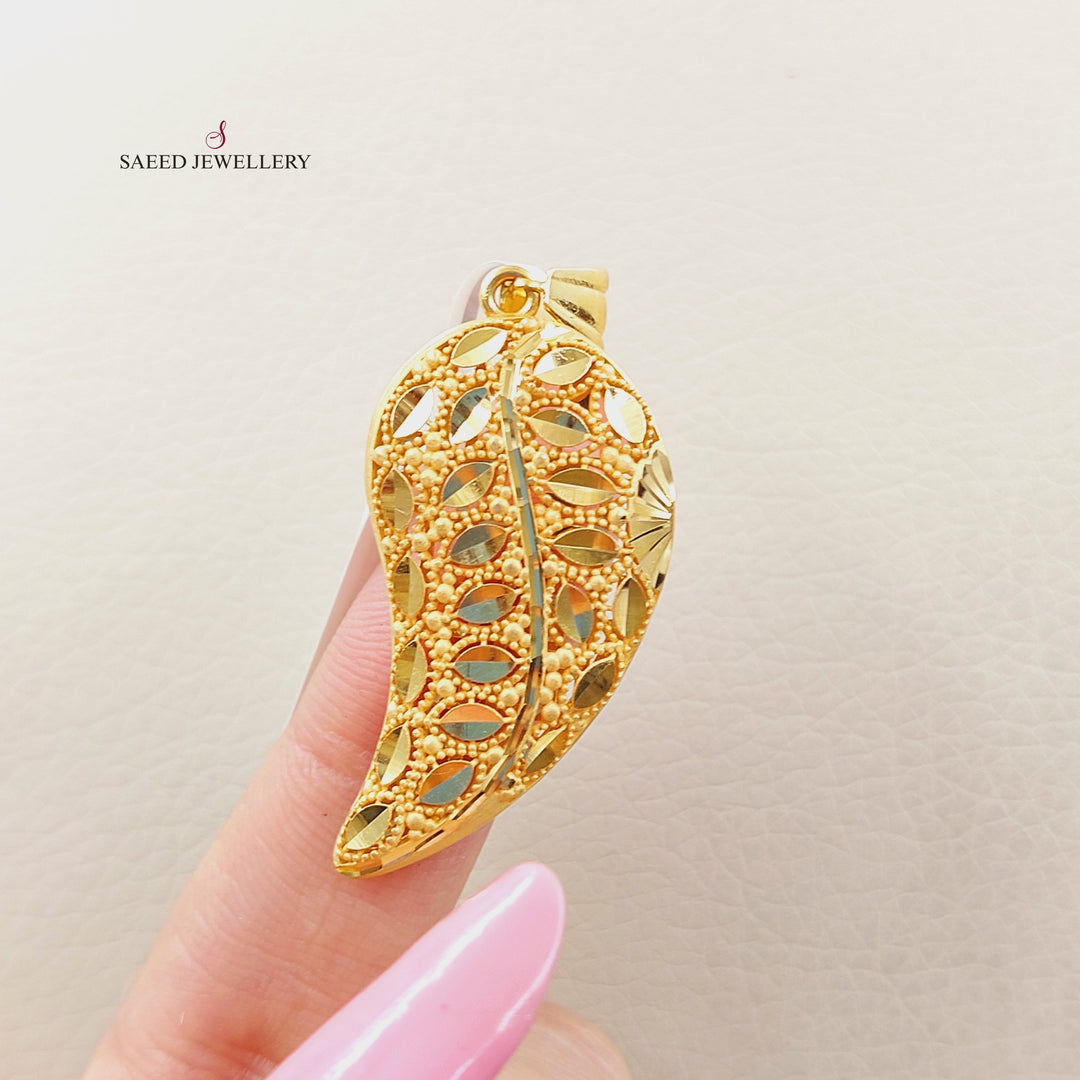 21K Gold Almond Pendant by Saeed Jewelry - Image 1