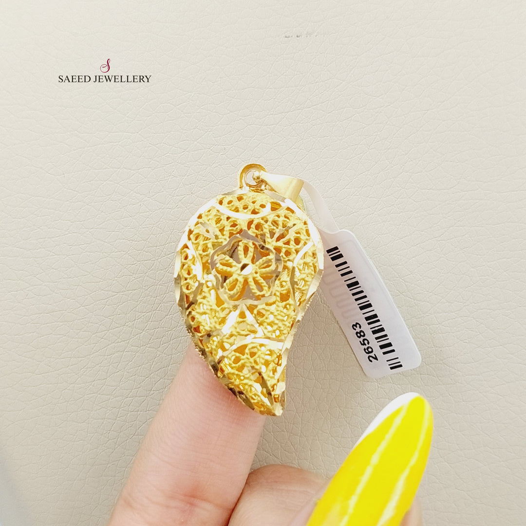 21K Almond Pendant Made of 21K Yellow Gold by Saeed Jewelry-26583