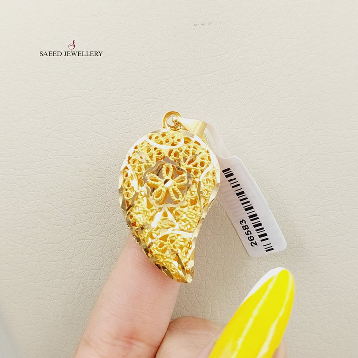 21K Almond Pendant Made of 21K Yellow Gold by Saeed Jewelry-26583