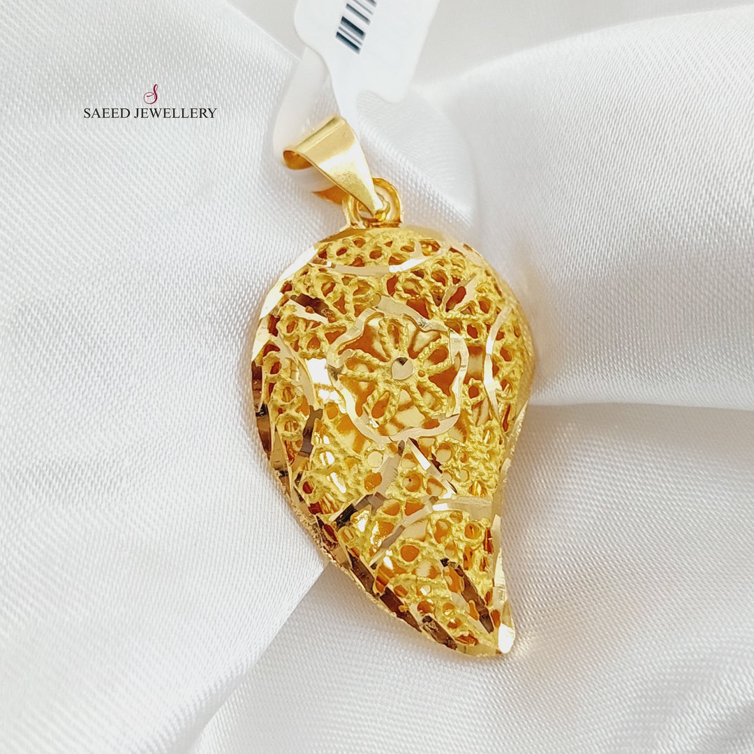 21K Almond Pendant Made of 21K Yellow Gold by Saeed Jewelry-26583