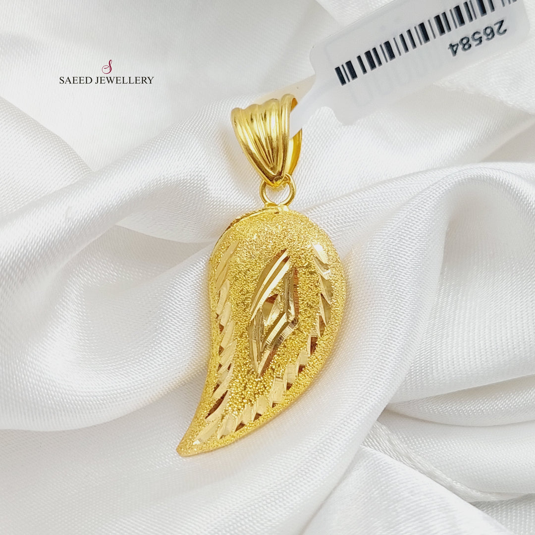 21K Gold Almond Pendant by Saeed Jewelry - Image 3