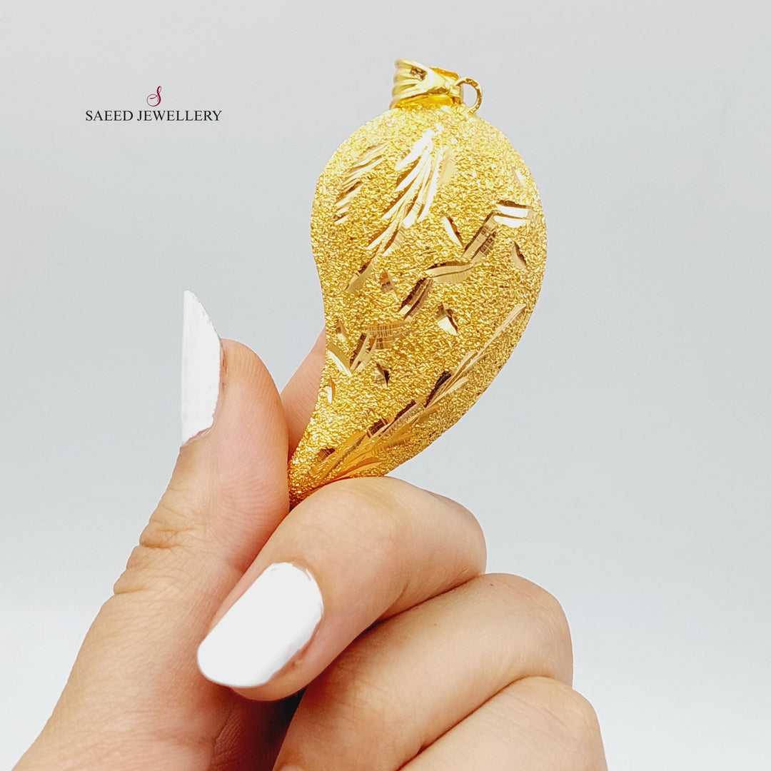 21K Gold Almond Pendant by Saeed Jewelry - Image 2