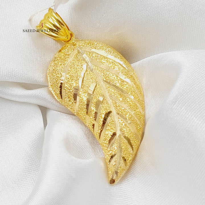 21K Gold Almond Pendant by Saeed Jewelry - Image 3