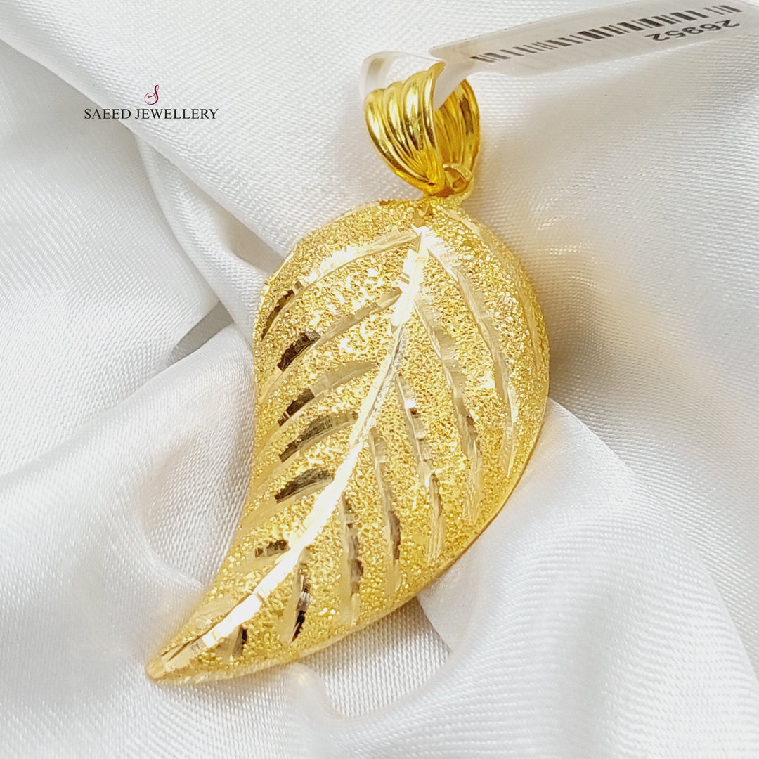 21K Almond Pendant Made of 21K Yellow Gold by Saeed Jewelry-26952