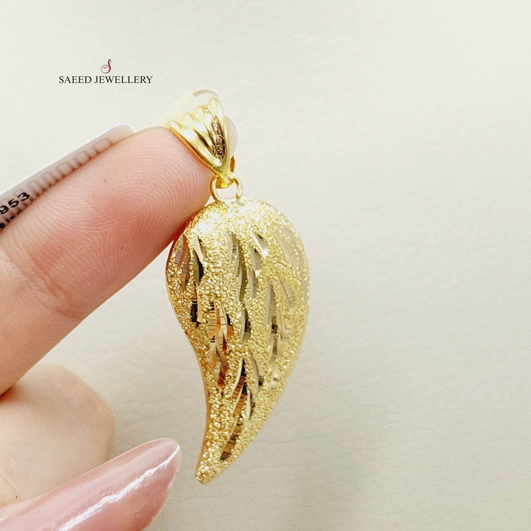 21K Gold Almond Pendant by Saeed Jewelry - Image 3