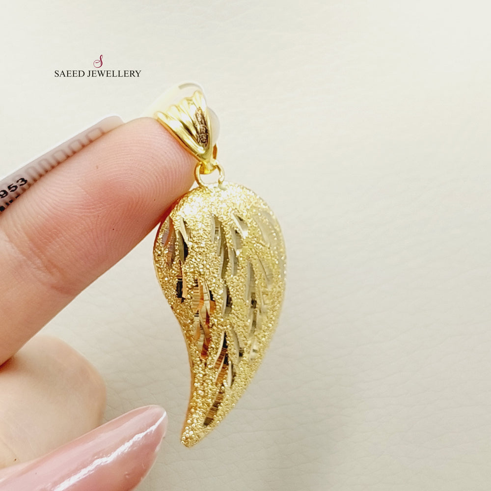 21K Gold Almond Pendant by Saeed Jewelry - Image 2