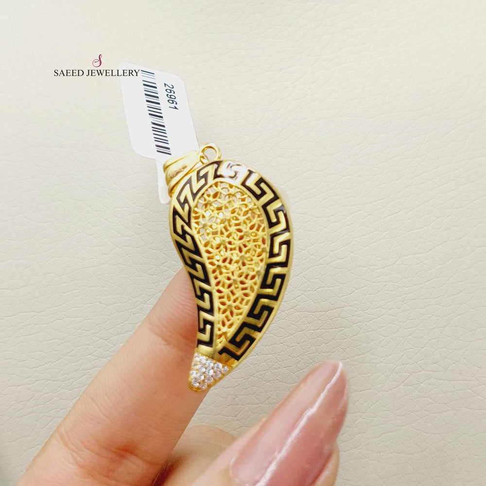 21K Almond Pendant Made of 21K Yellow Gold by Saeed Jewelry-26961