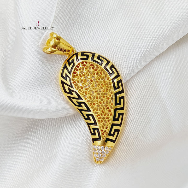 21K Gold Almond Pendant by Saeed Jewelry - Image 4